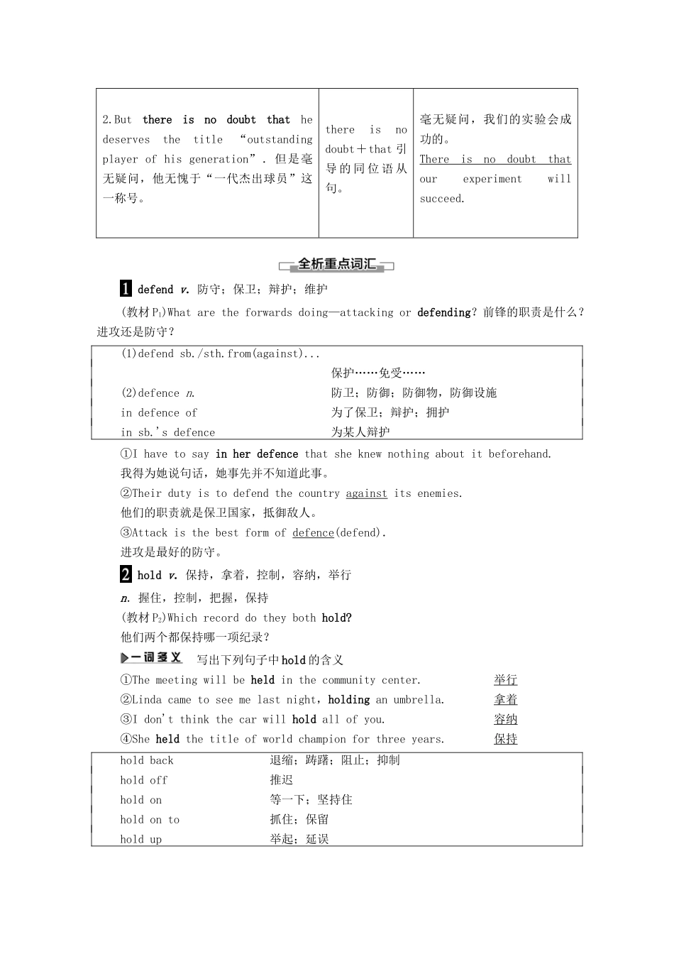 高中英语 Module 1 Basketball Section Ⅱ Learning about Language教案（含解析）外研版选修7-外研版高二选修7英语教案_第3页