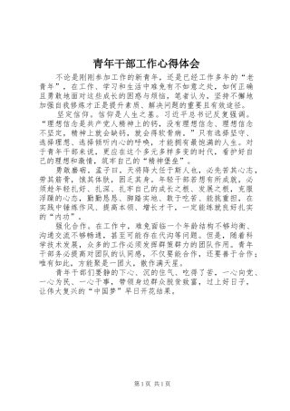 青年干部工作心得体会