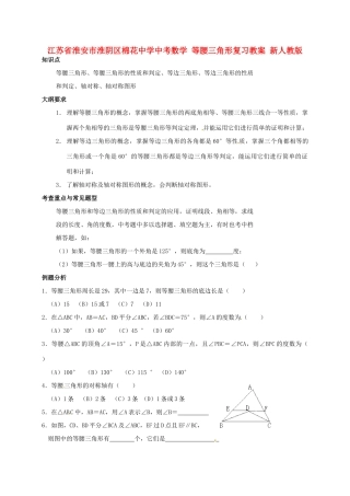 江苏省淮安市淮阴区棉花中学中考数学 等腰三角形复习教案 新人教版