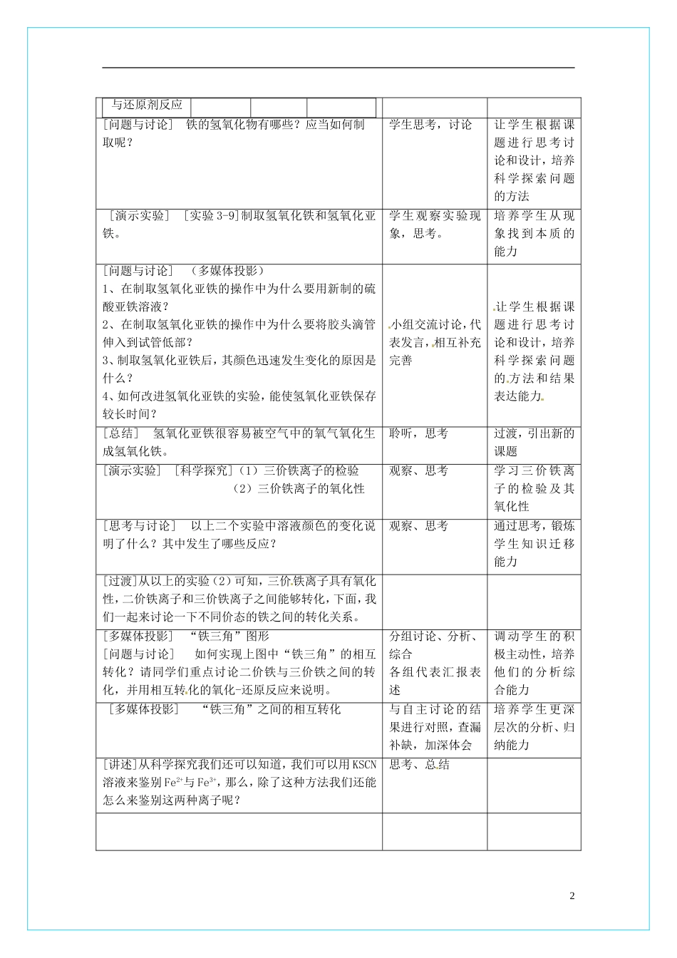 高中化学 3.2《几种重要的金属化合物》（第3课时）教学设计 新人教版必修1_第2页