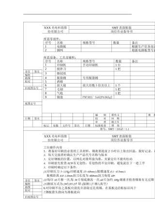 SMT岗位作业 指导书（1.印刷）