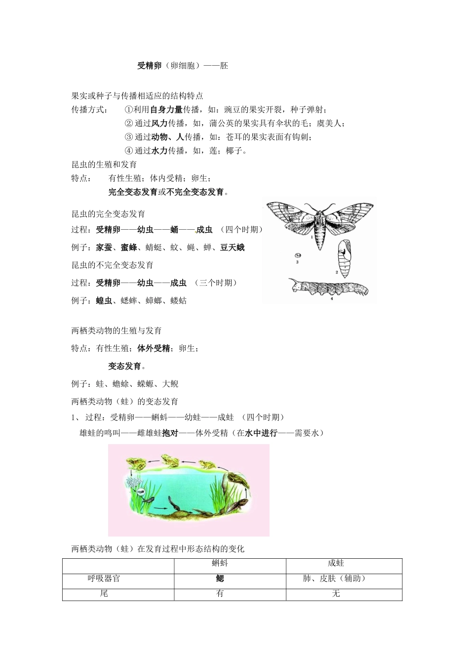 江苏省南京三中（六中校区）八年级生物 第14章《生物的生殖与发育》单元复习教案 人教新课标版_第2页