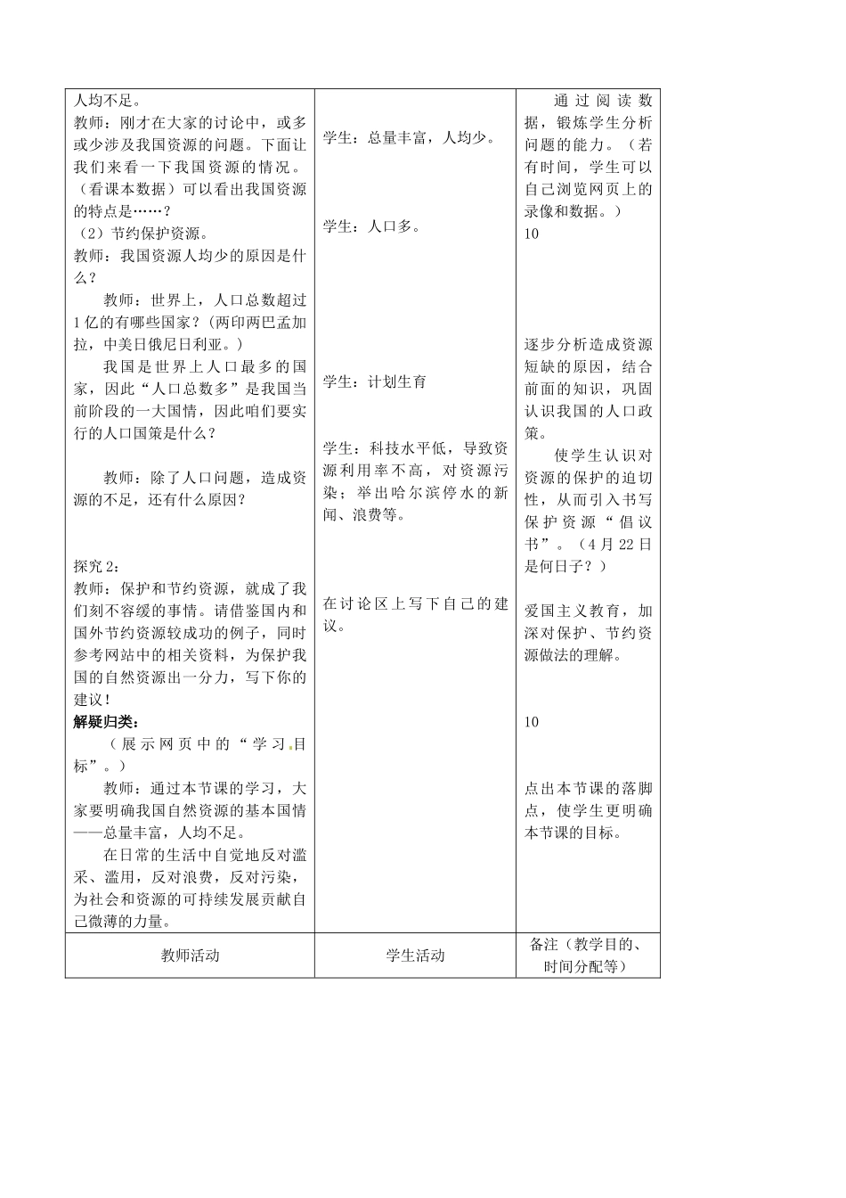 吉林省四平市第十七中学八年级地理上册 3.1 自然资源的基本特征教案 新人教版_第3页