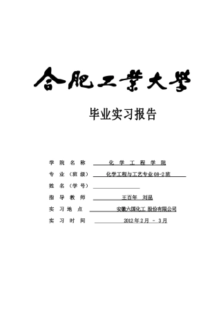 六国化工实习报告