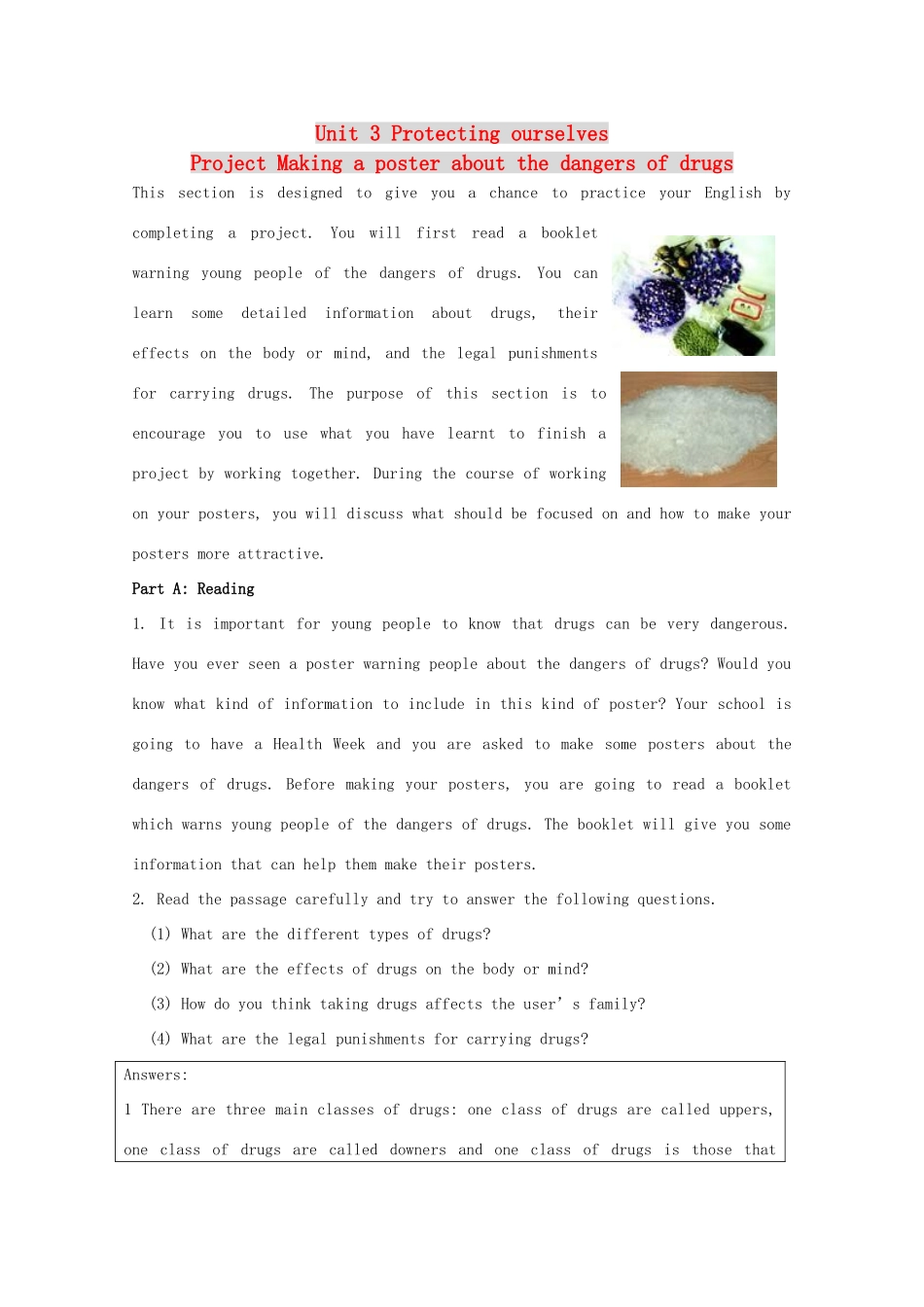 高中英语 Unit3 protecting ourselves-project精品教案 牛津译林版选修10_第1页