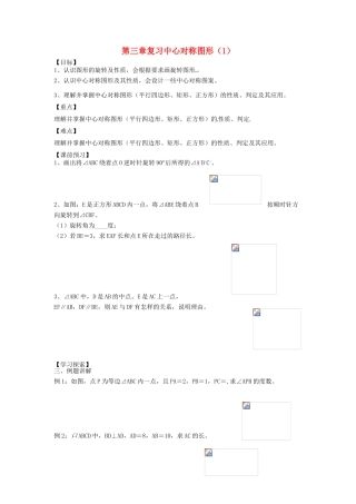 江苏省姜堰市大伦中学九年级数学 第三章复习中心对称图形（1）教案 北师大版