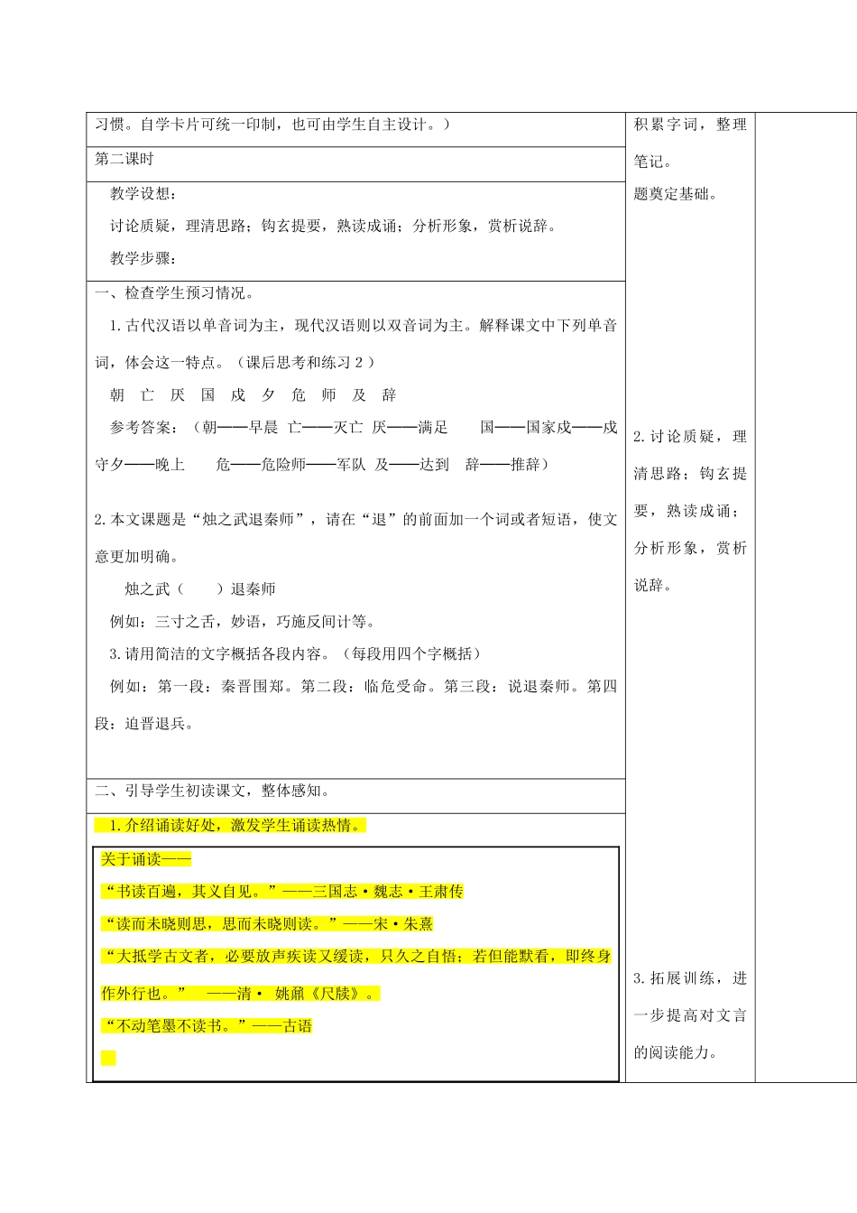 高中语文 烛之武退秦师教学设计-人教版高中全册语文教案_第2页
