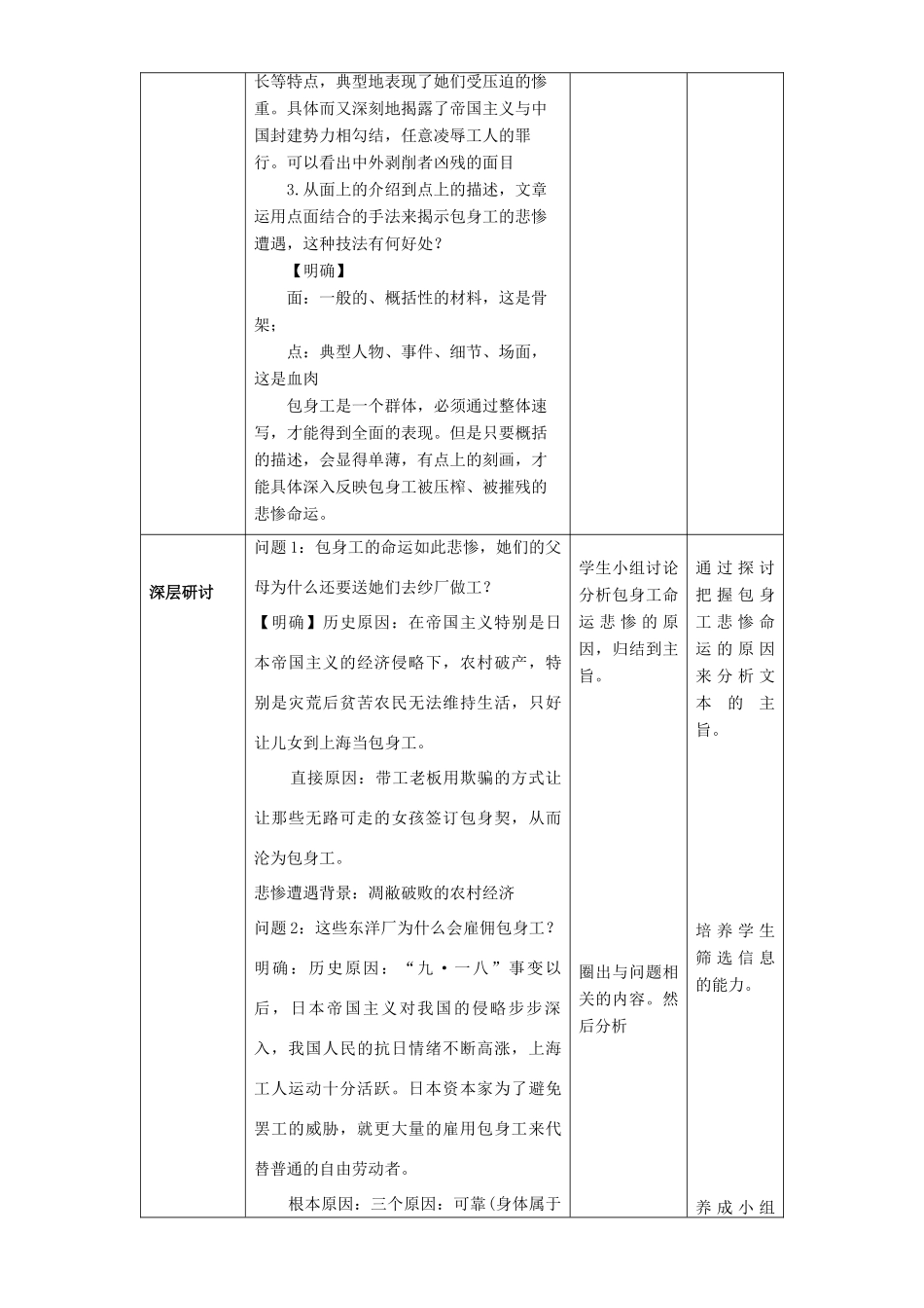 高中语文 4.11.2 包身工教学设计 新人教版必修1-新人教版高一必修1语文教案_第3页