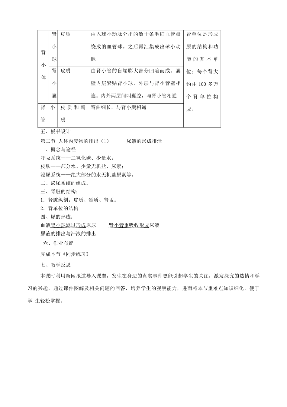 八年级生物上册 6.15.2人体内废物的排出教案 （新版）苏科版-（新版）苏科版初中八年级上册生物教案_第3页