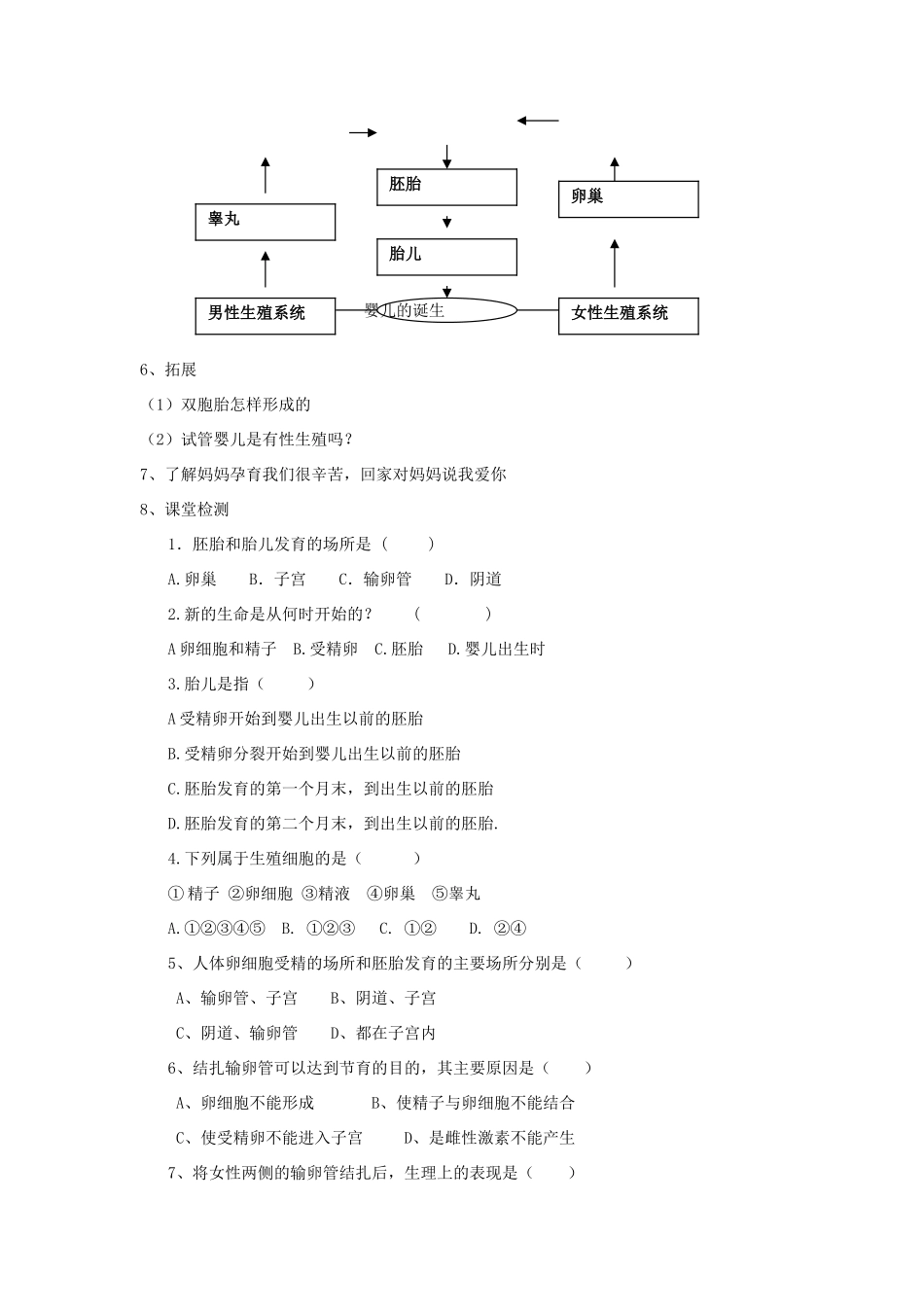 八年级生物上册 4.3.1 婴儿的诞生教案 （新版）济南版-（新版）济南版初中八年级上册生物教案_第3页