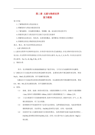 高中化学 第二章 元素与物质世界复习教案(1) 鲁科版必修1