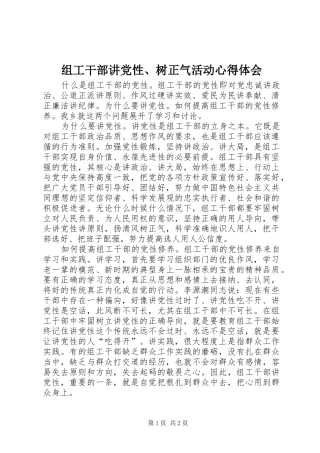 组工干部讲党性、树正气活动心得体会