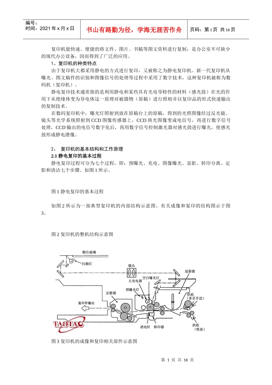 包装印刷复印机的基本结构和工作原理_第1页