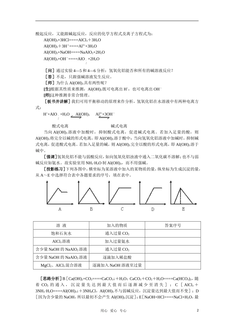 高中化学《镁和铝》第二课时教案 大纲人教版_第2页