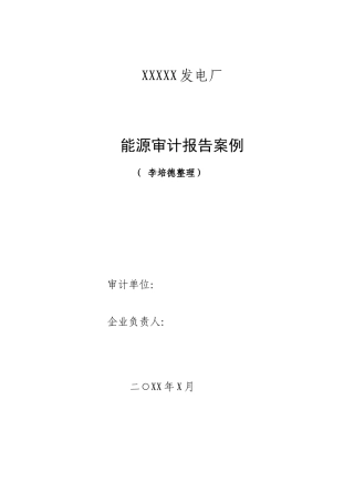 xxxx发电厂能源审计案例