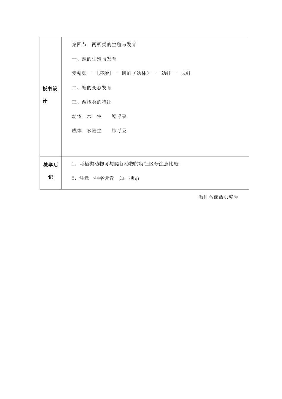 八年级生物上册 第5单元 生物的生殖、发育与遗传 第四节 两栖类的生殖与发育名师教案1 苏教版_第2页
