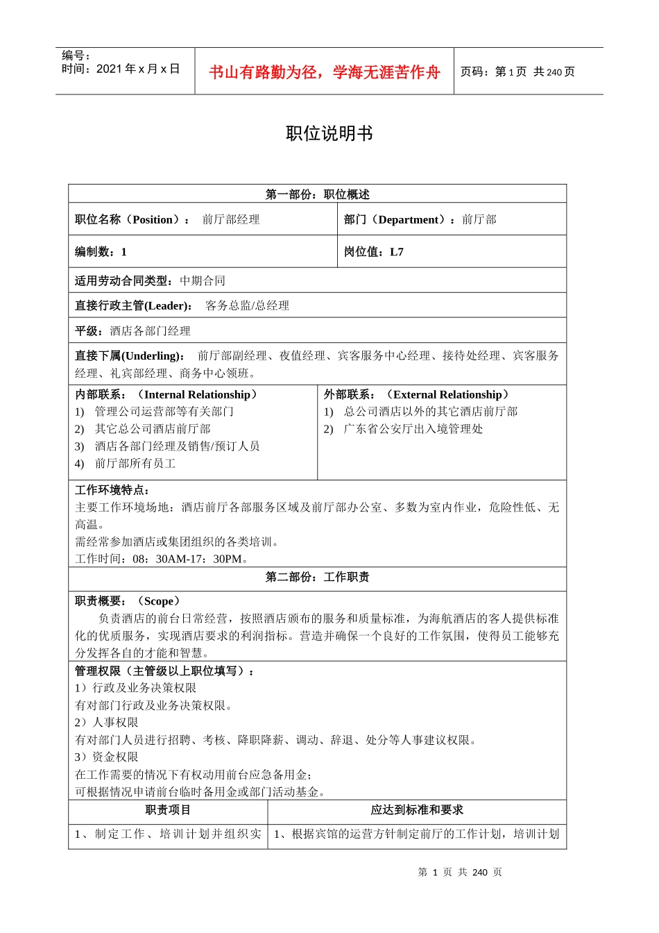 五星级酒店前台标准操作程序(整套)_第1页