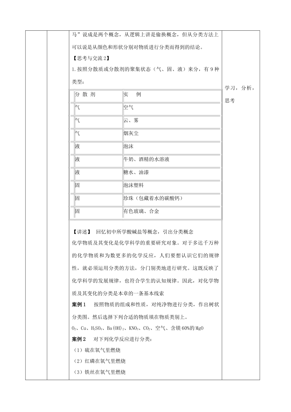 高中化学上学期《物质的分类》教学设计-人教版高中全册化学教案_第2页