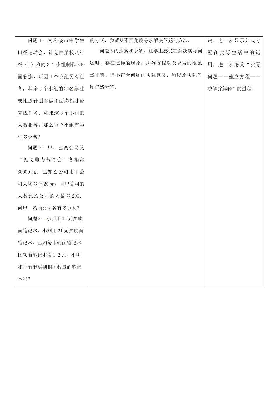 江苏省大丰市大中镇八年级数学下册 10.5 分式方程（3）教案 （新版）苏科版-（新版）苏科版初中八年级下册数学教案_第2页