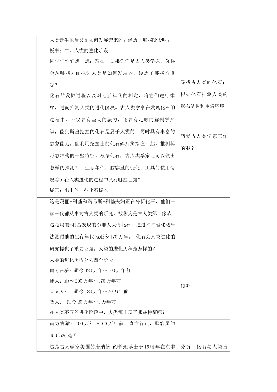八年级生物下册 第21章 第3节 人类的起源与进化（第2课时）教案 北师大版-北师大版初中八年级下册生物教案_第2页
