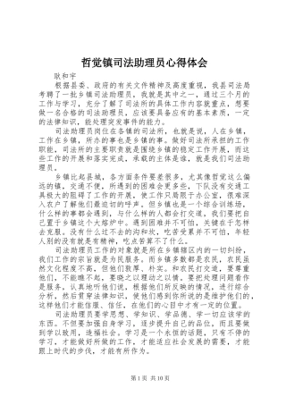 哲觉镇司法助理员心得体会