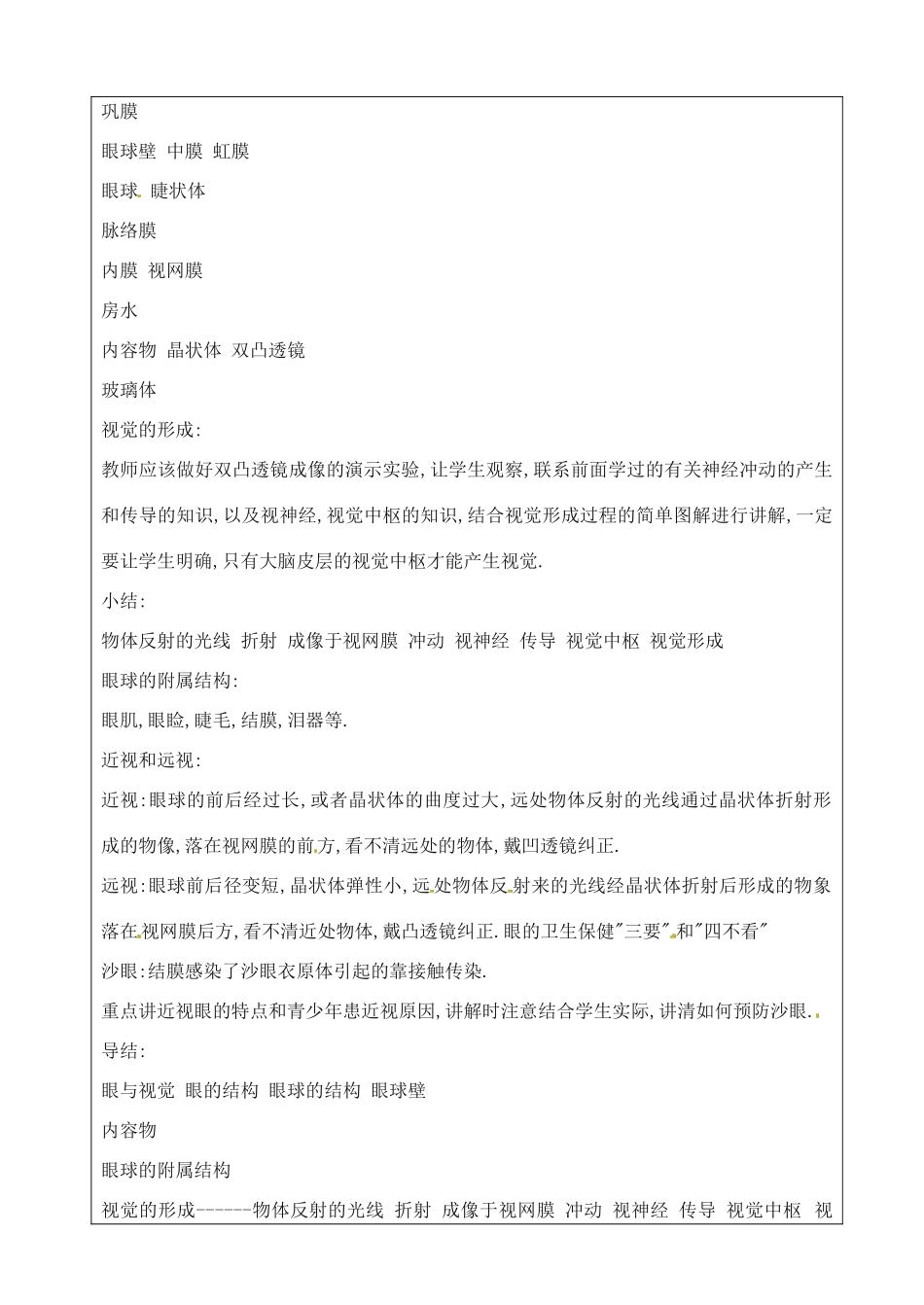 江苏省苏州市第26中学八年级生物 15.2《人体对信息的感知》教案1_第2页