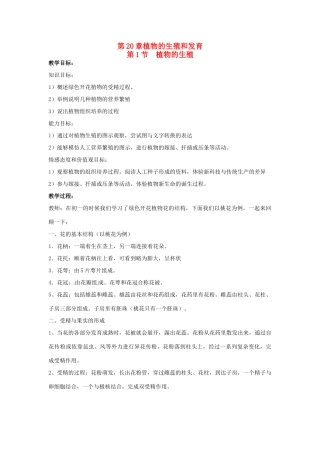 江苏省如皋市石庄初级中学八年级生物上册《第20章 植物的生殖和发育 第一节 植物的生殖》教案 苏教版