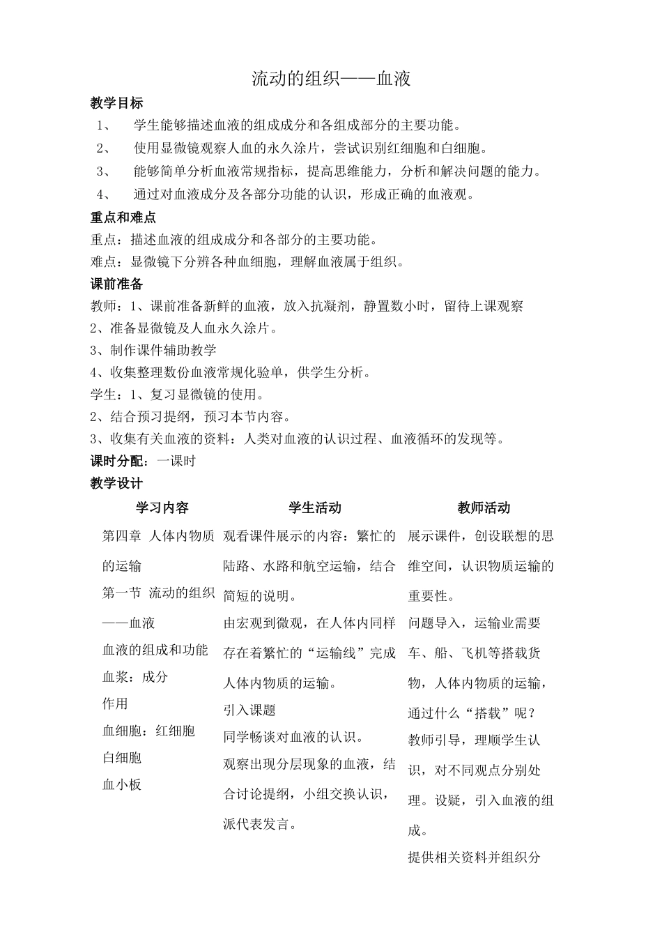 八年级生物流动的组织——血液鲁科版_第1页