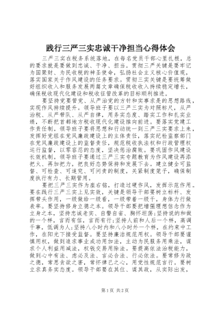 践行三严三实忠诚干净担当心得体会