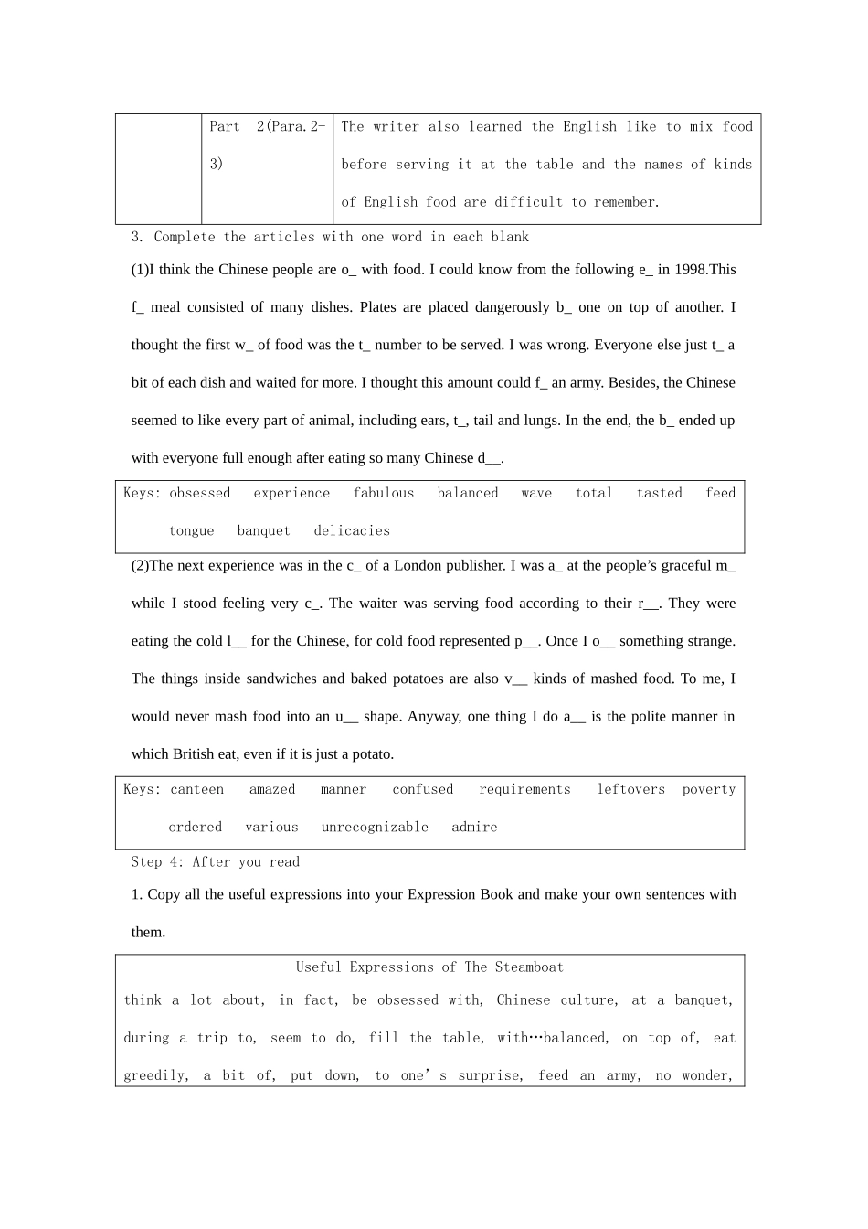 高中英语 Module3 Foreign Food Part One Teaching DesignPeriod1 Reading教学设计 外研版选修8-外研版高二选修8英语教案_第3页