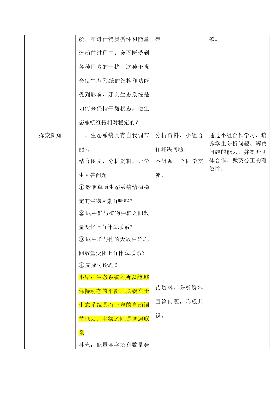 八年级生物上册 第18章 第3节 生态系统的自我调节教案 （新版）苏科版-（新版）苏科版初中八年级上册生物教案_第2页