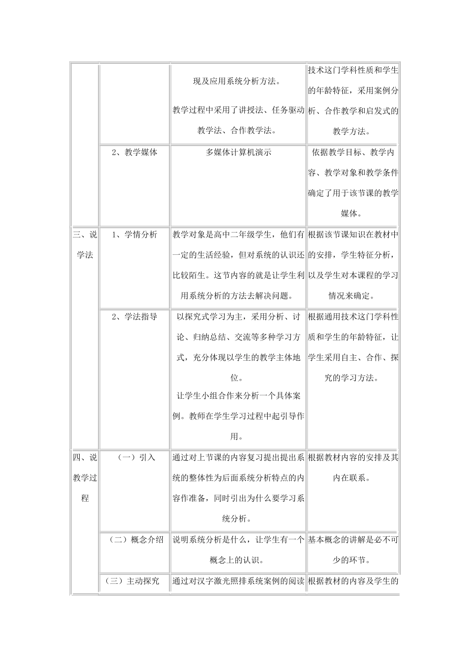 高中通用技术《系统的分析》说课稿_第2页