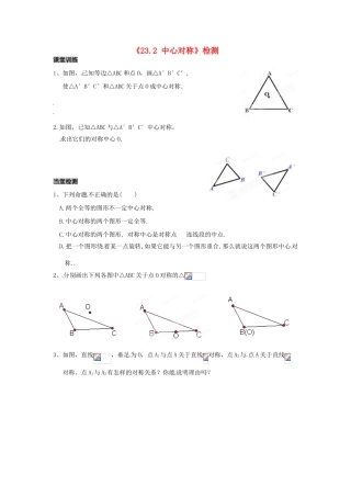 广东省汕头市龙湖实验中学九年级数学上册《23.2 中心对称》检测 新人教版
