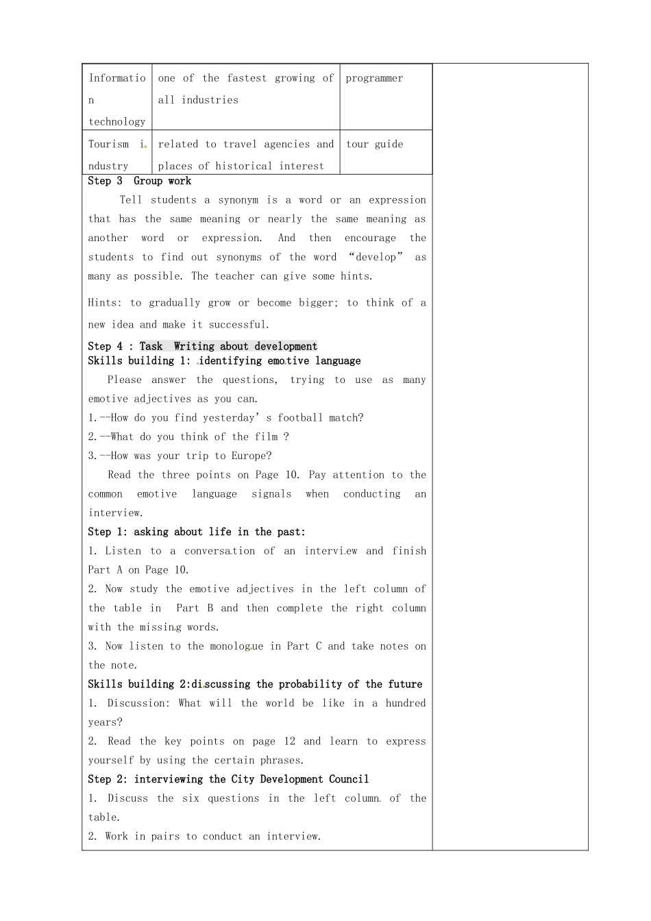 高中英语 Unit1 Building the future Word power  Task教案 牛津译林版选修10-牛津版高二选修10英语教案_第2页