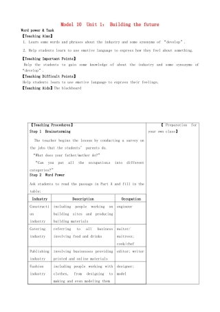 高中英语 Unit1 Building the future Word power  Task教案 牛津译林版选修10-牛津版高二选修10英语教案