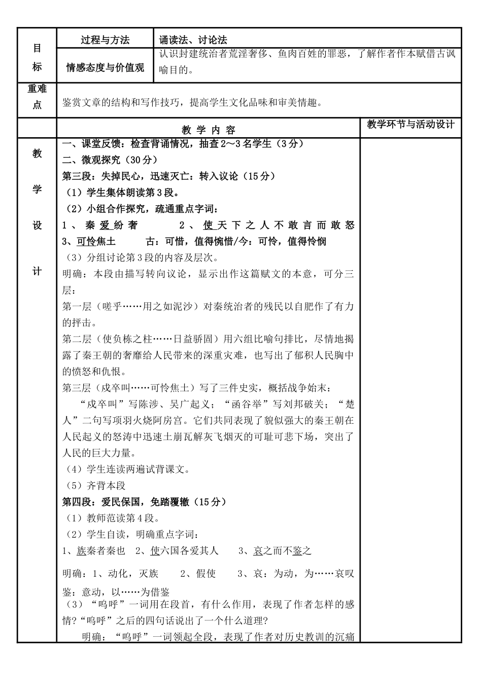 高中语文《阿房宫赋》教案2 新人教版《中国古代诗歌散文欣赏》-新人教版高中《中国古代诗歌散文欣赏》语文教案_第2页