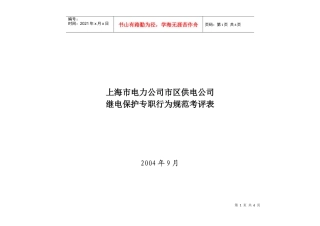 上海市电力公司市区供电公司继电保护专职行为规范考评表