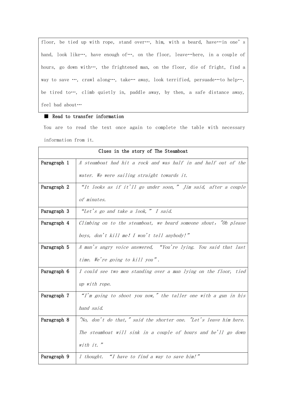 高中英语 Module3 Adventure in Literature and the Cinema教案 外研版必修5-外研版高二必修5英语教案_第3页