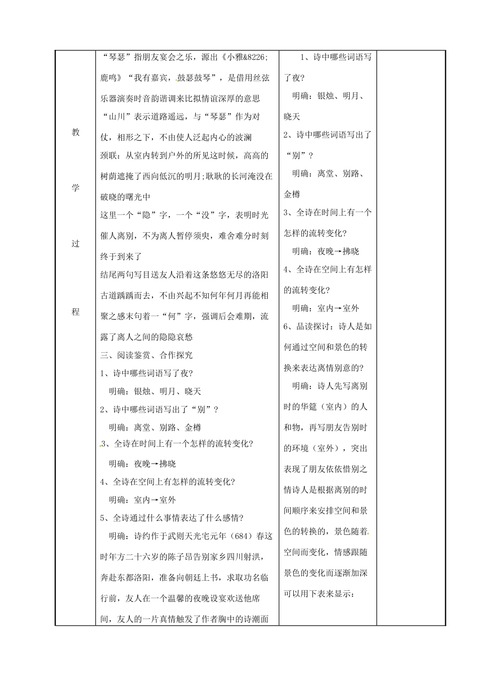 高中语文 专题一 春夜别友人二首（其一）教案 苏教版选修《唐诗宋词选读》-苏教版高二《唐诗宋词选读》语文教案_第3页