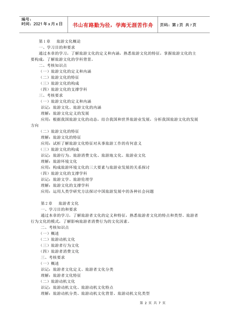 中国旅游文化考试大纲_第2页