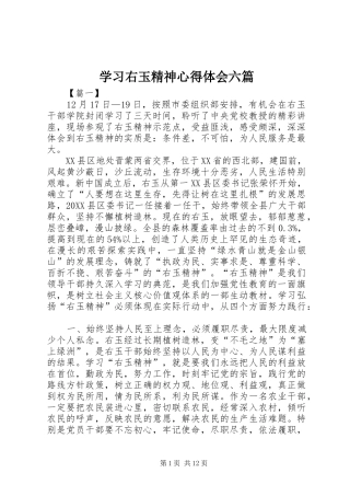 学习右玉精神心得体会六篇