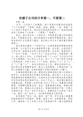 有感于公司的只争第一，不要第二