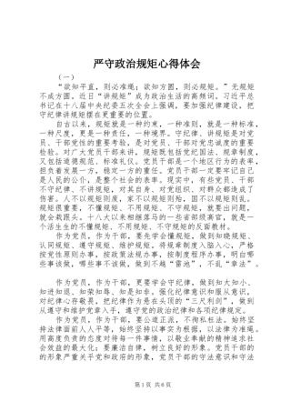 严守政治规矩心得体会