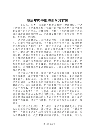 基层年轻干部培训学习有感