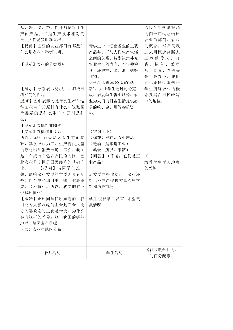 吉林省四平市第十七中学八年级地理上册 4.2.1 农业教案 新人教版_第2页