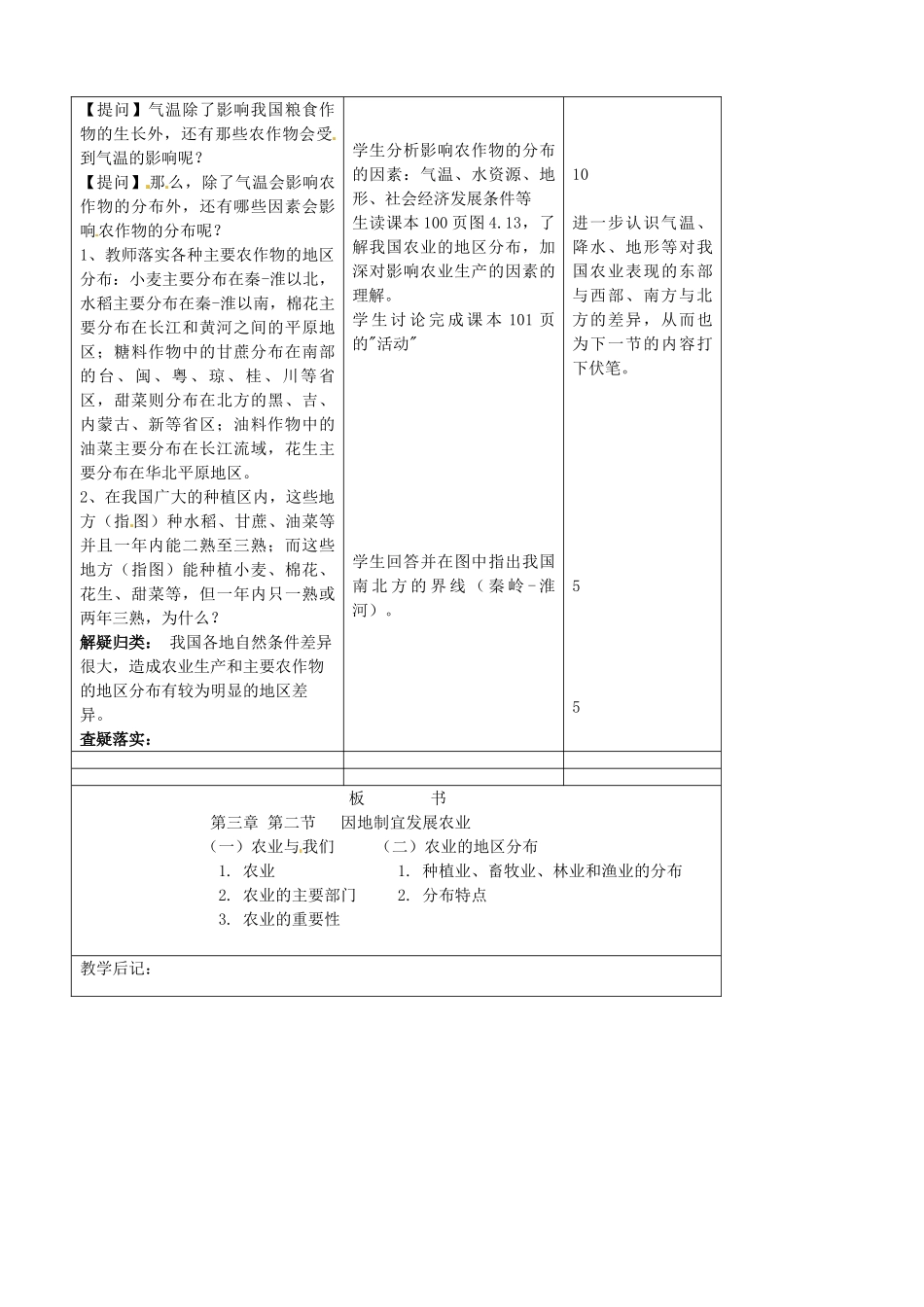 吉林省四平市第十七中学八年级地理上册 4.2.1 农业教案 新人教版_第3页
