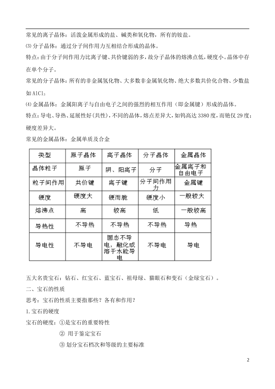 高中化学 4.2走进宝石世界教案 鲁科版选修1_第2页