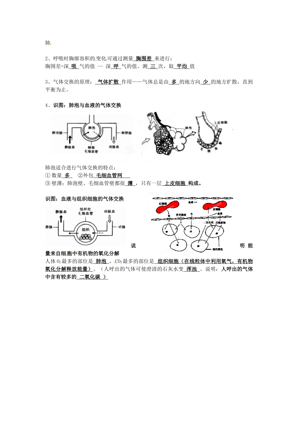 湖南省株洲市天元区马家河中学七年级生物下册《人体的呼吸》教案 新人教版_第2页