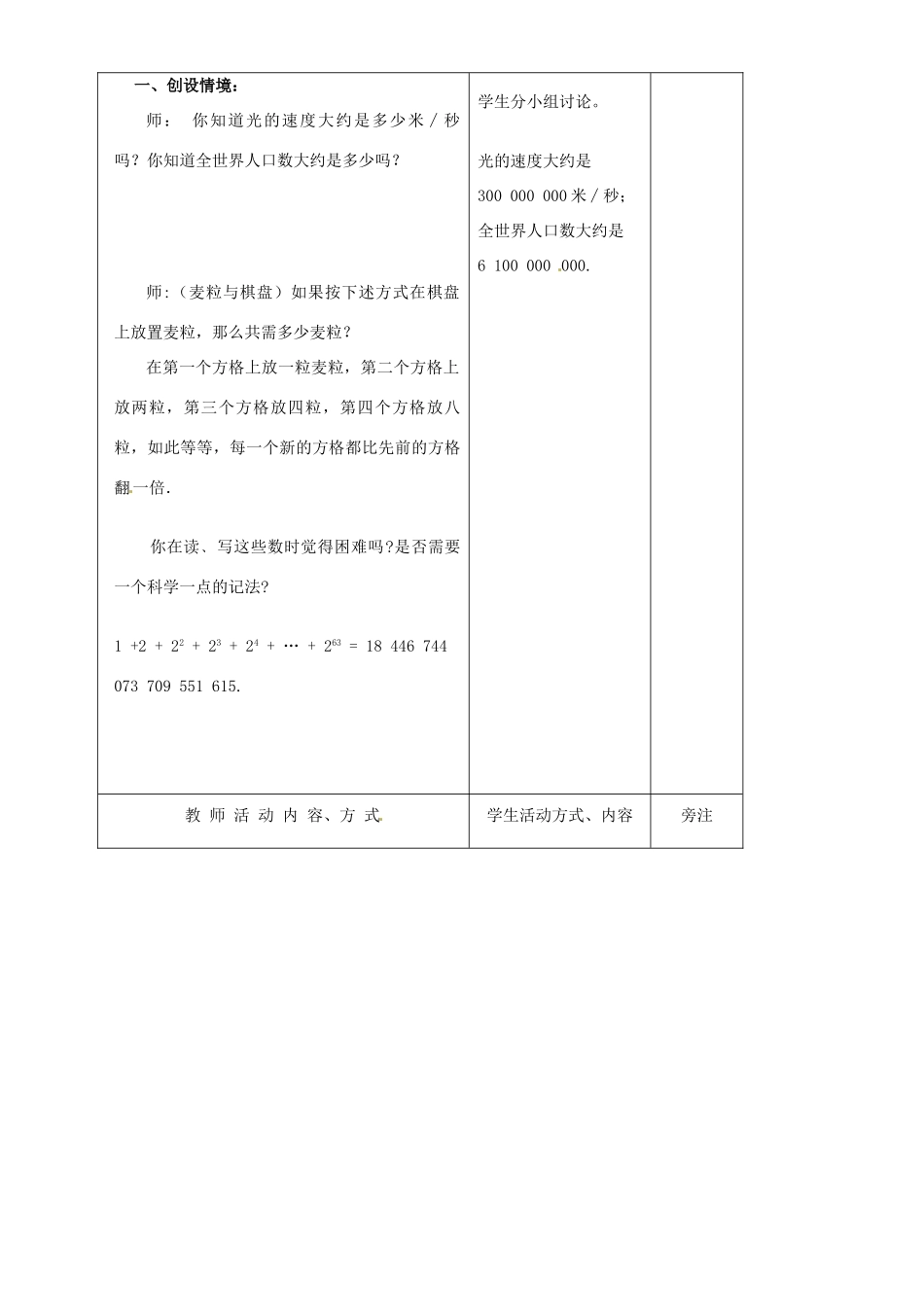 江苏省赣榆县汇文双语学校七年级数学上册《2.6有理数的乘方》教案二 苏科版_第2页