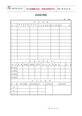 包装组日报表
